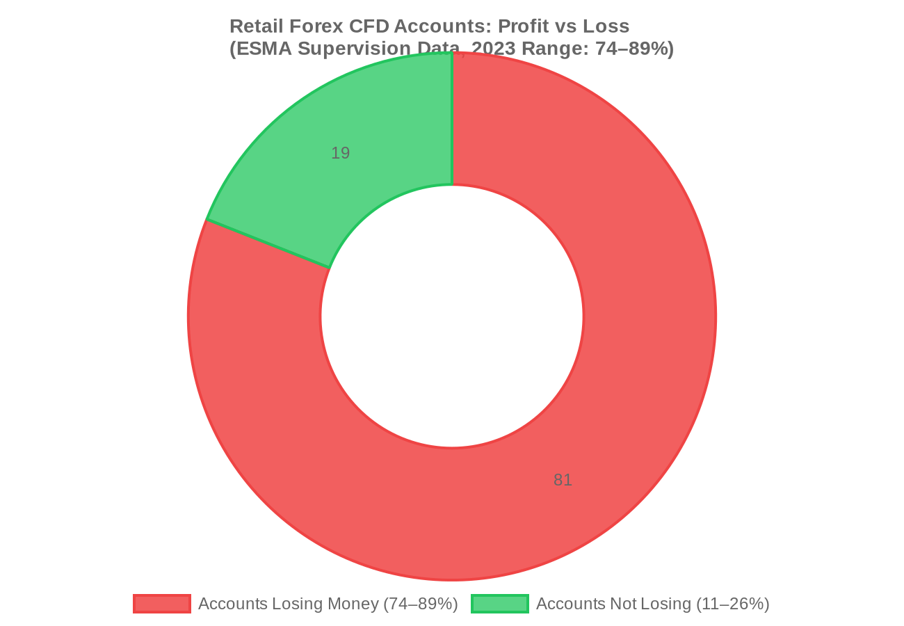 Retail forex CFD accounts profit versus loss: ESMA data shows 74% to 89% of accounts lose money