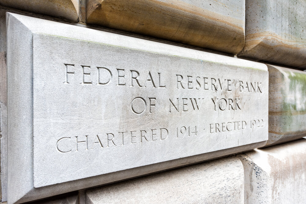 Federal Reserve Bank sign closeup.