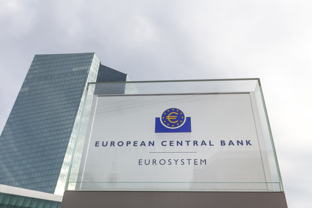 European central bank building sign.