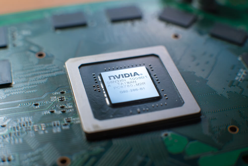 Nvidia: Nvidia graphic chip close up.